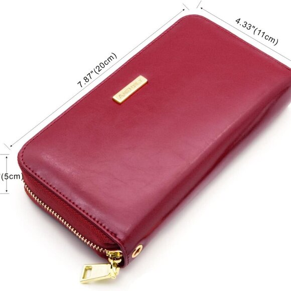 Genuine Leather Wallet for Women Men RFID Blocking Credit Card Holder Zi… - Picture 5 of 6